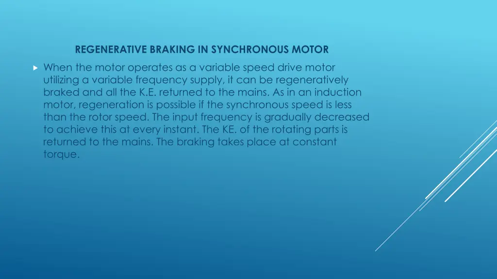 regenerative braking in synchronous motor