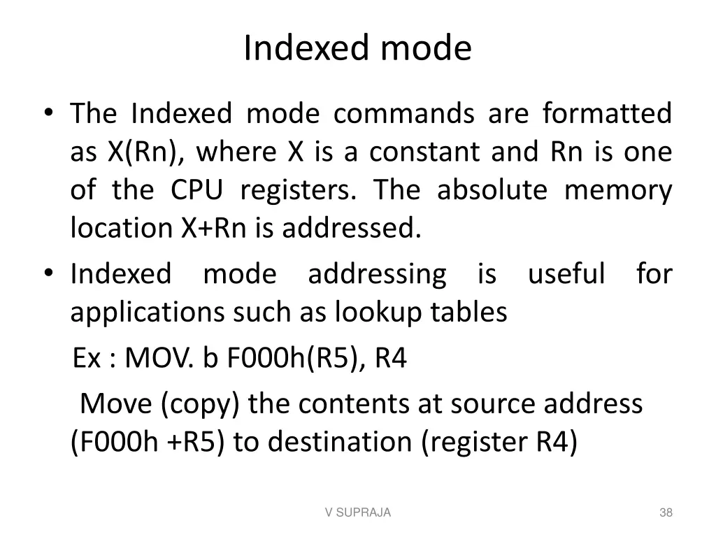 indexed mode