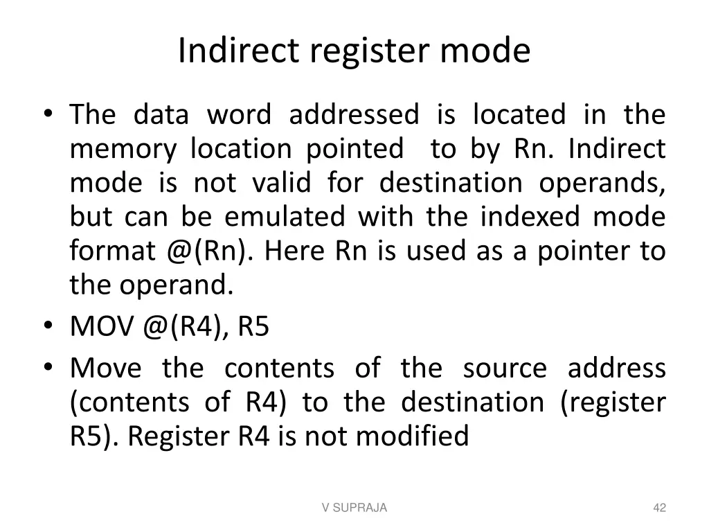 indirect register mode