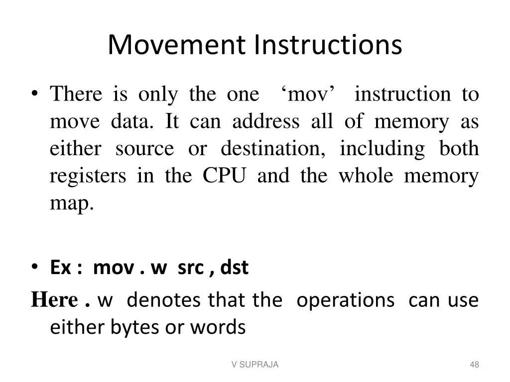 movement instructions