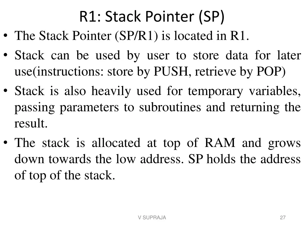 r1 stack pointer sp