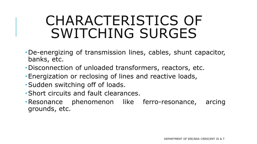 characteristics of switching surges