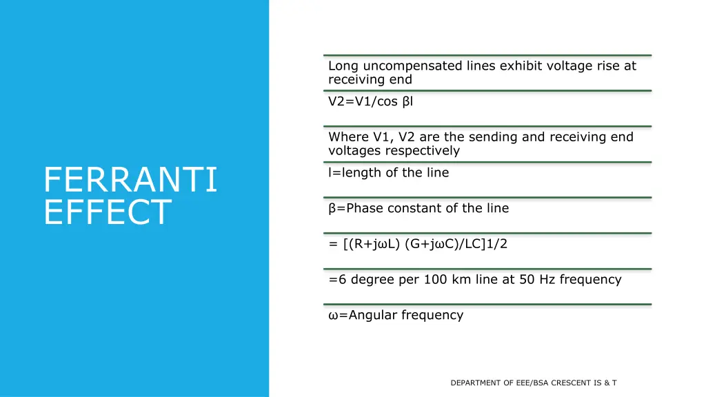 long uncompensated lines exhibit voltage rise