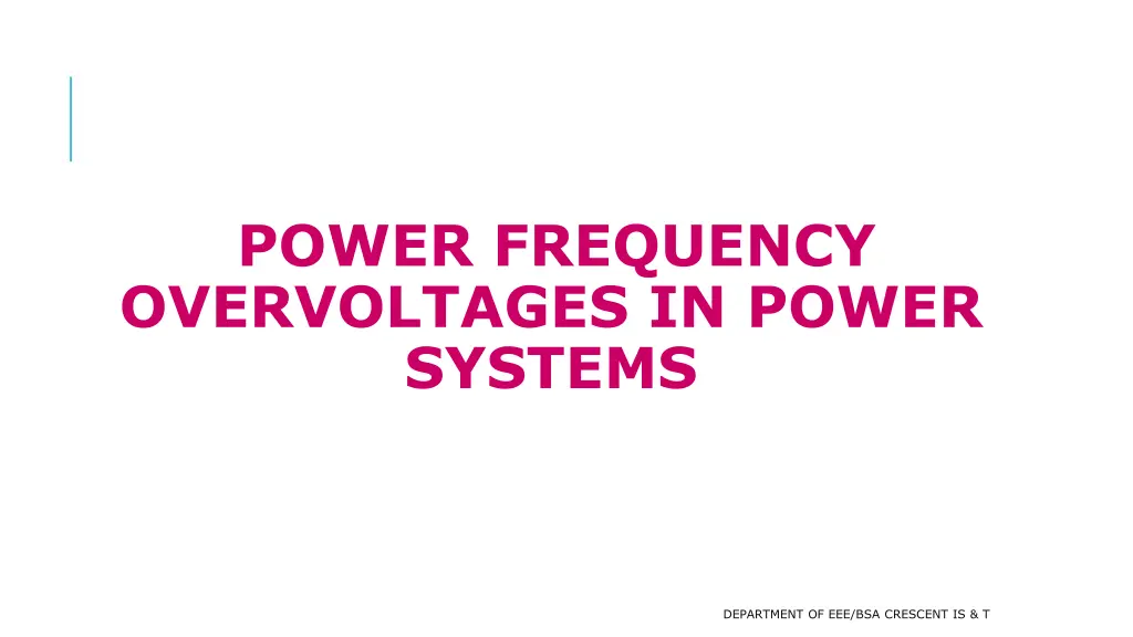 power frequency overvoltages in power systems