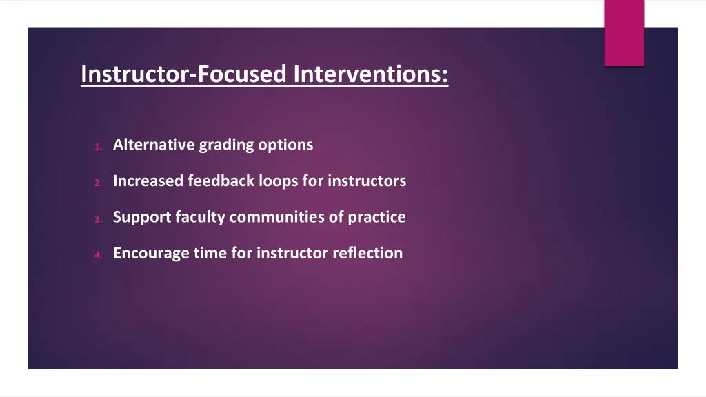 instructor focused interventions