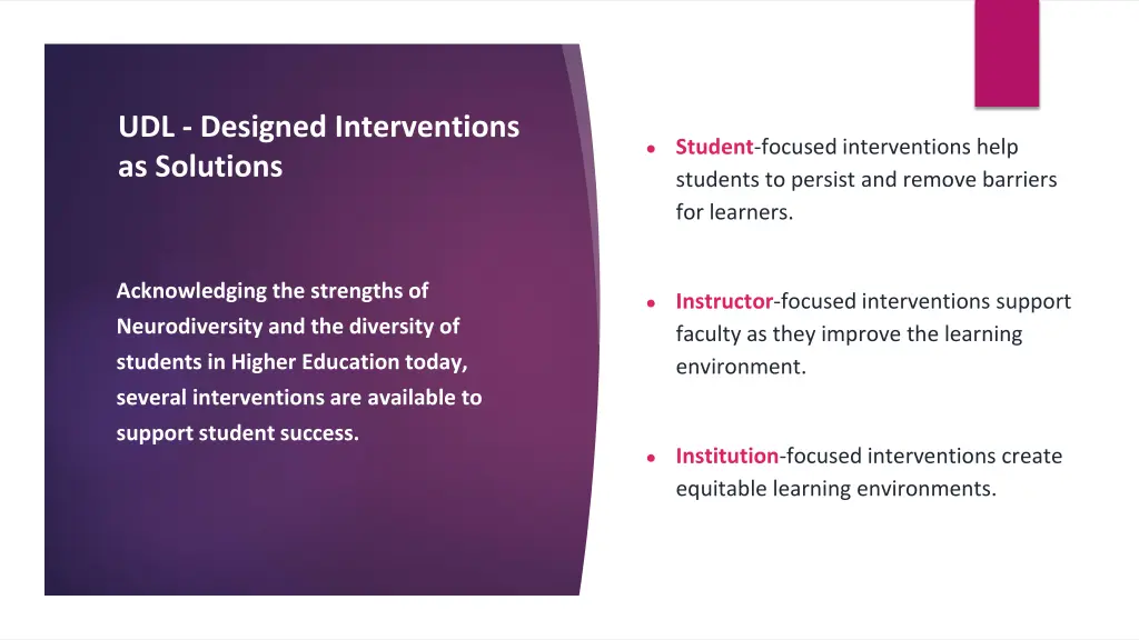 udl designed interventions as solutions