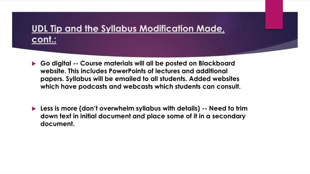 udl tip and the syllabus modification made cont