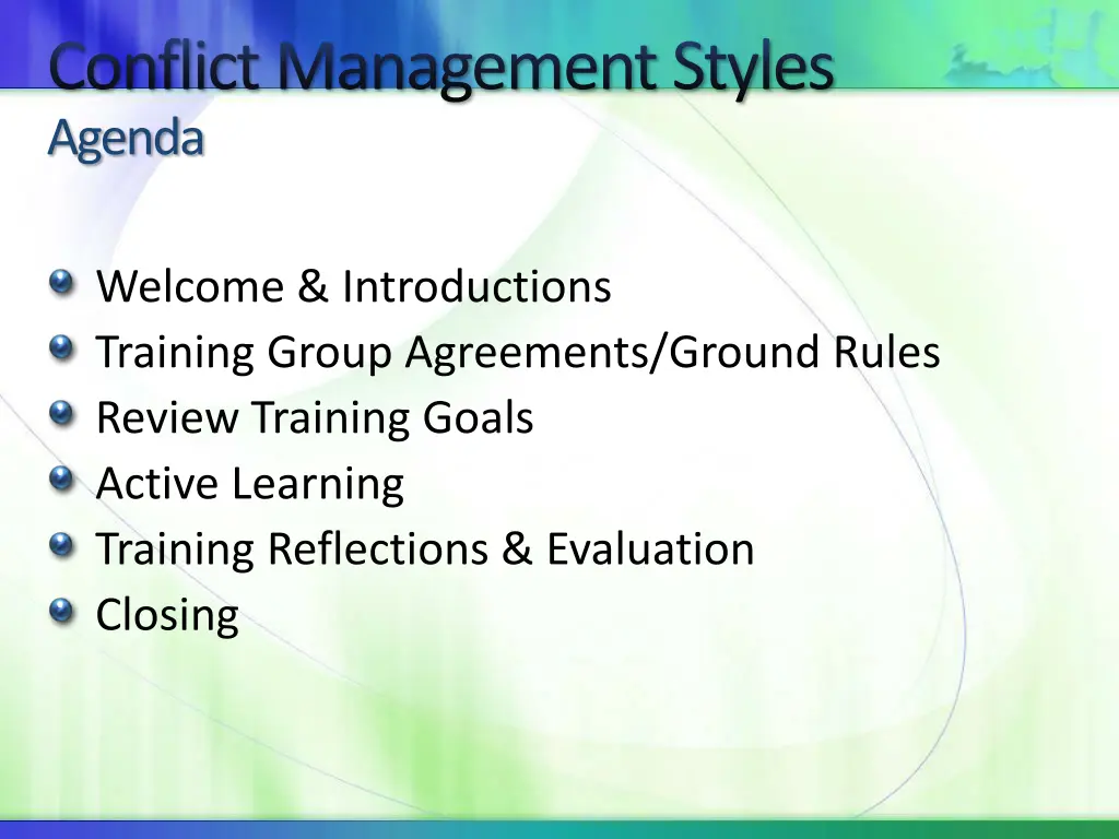 conflict management styles agenda