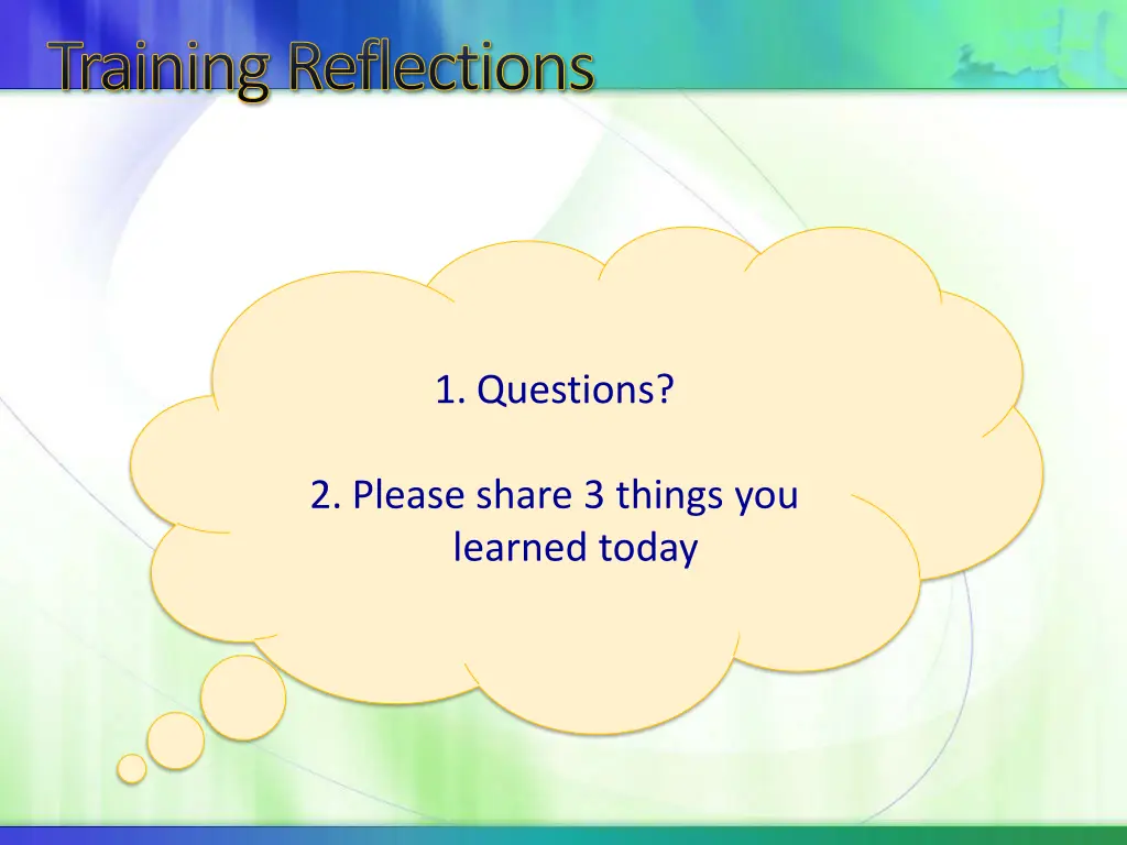 training reflections