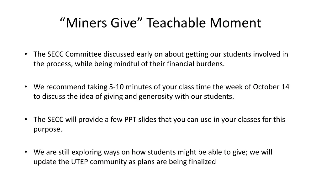 miners give teachable moment