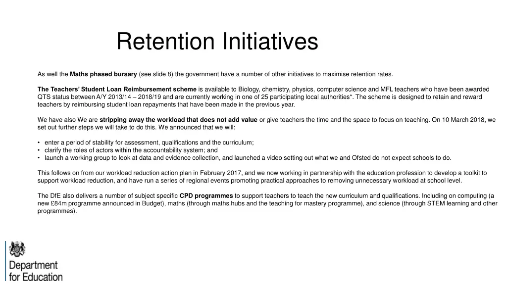 retention initiatives