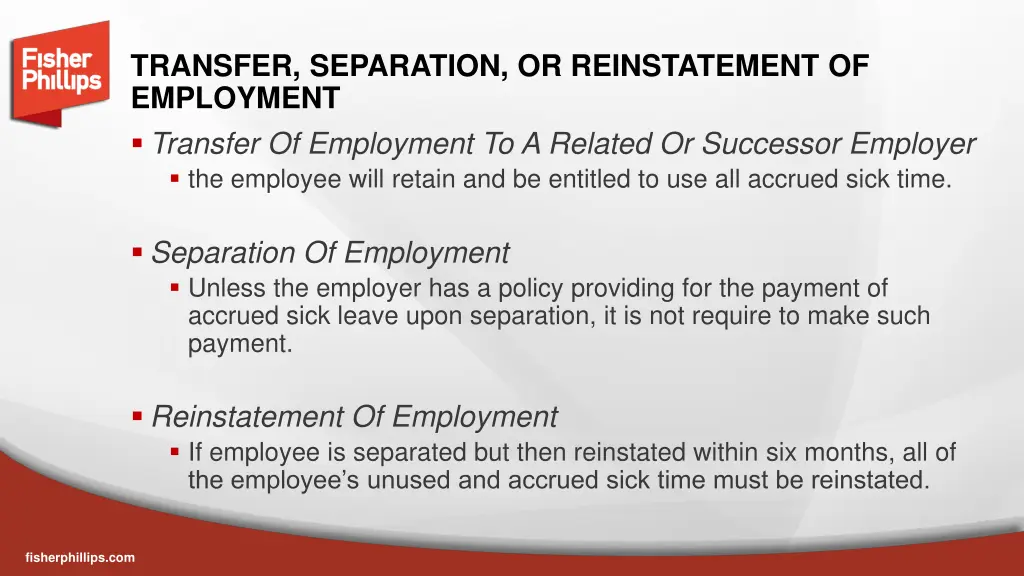 transfer separation or reinstatement