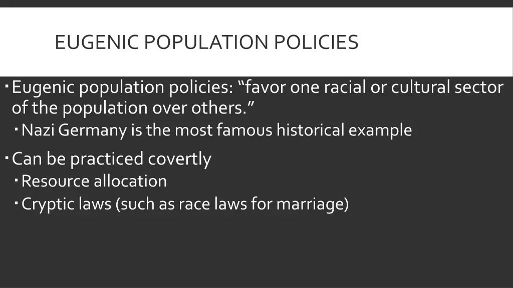 eugenic population policies