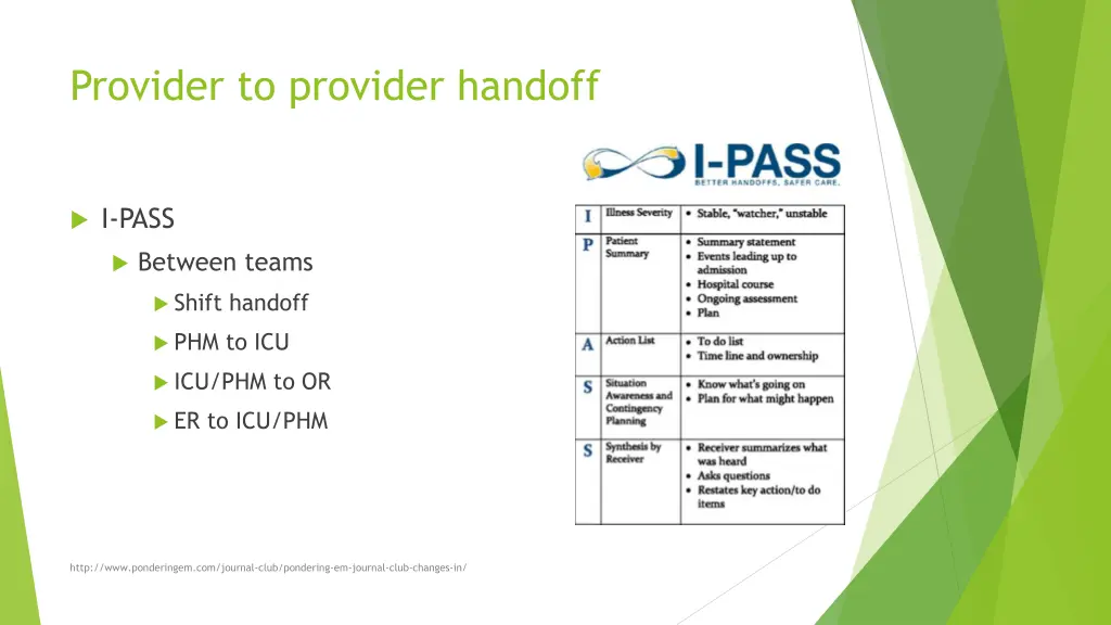 provider to provider handoff