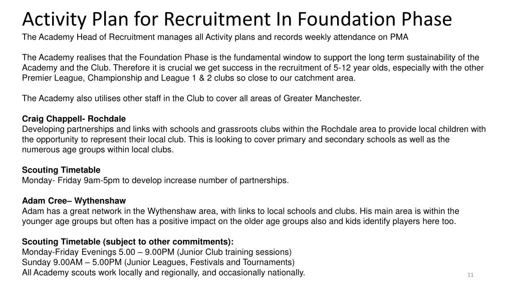 activity plan for recruitment in foundation phase