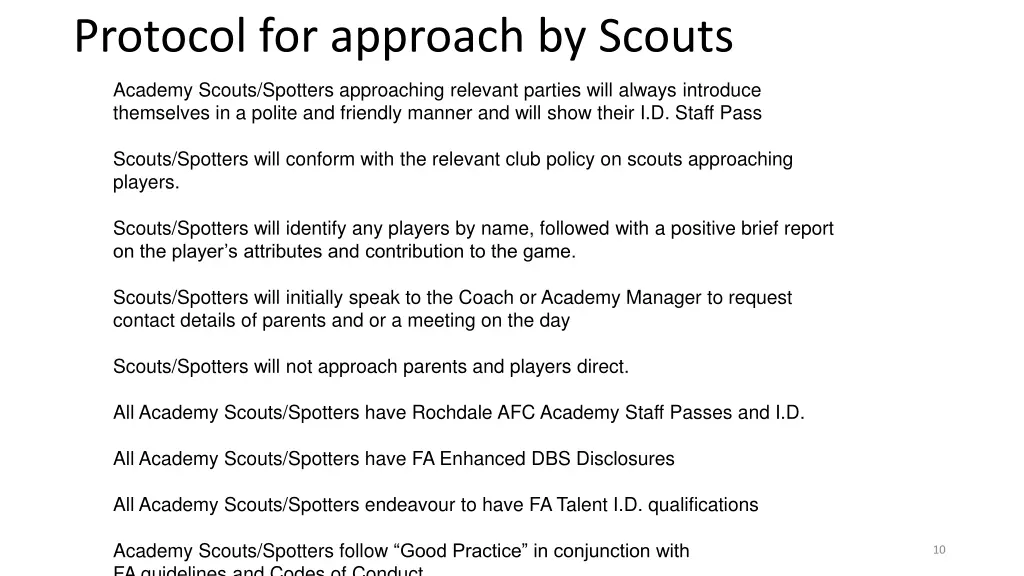 protocol for approach by scouts