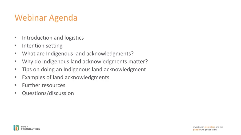 webinar agenda