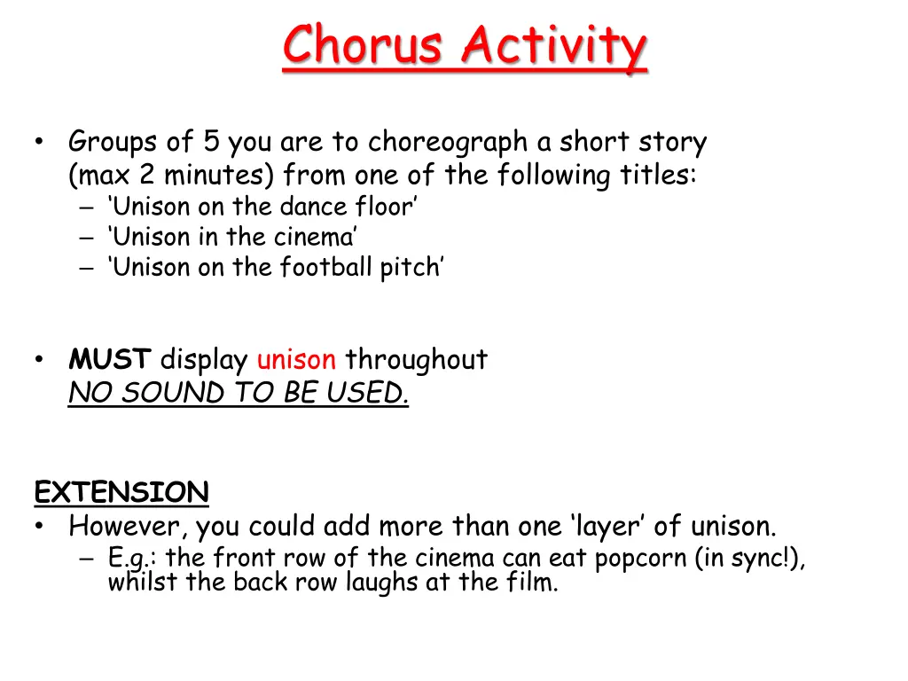 chorus activity 1