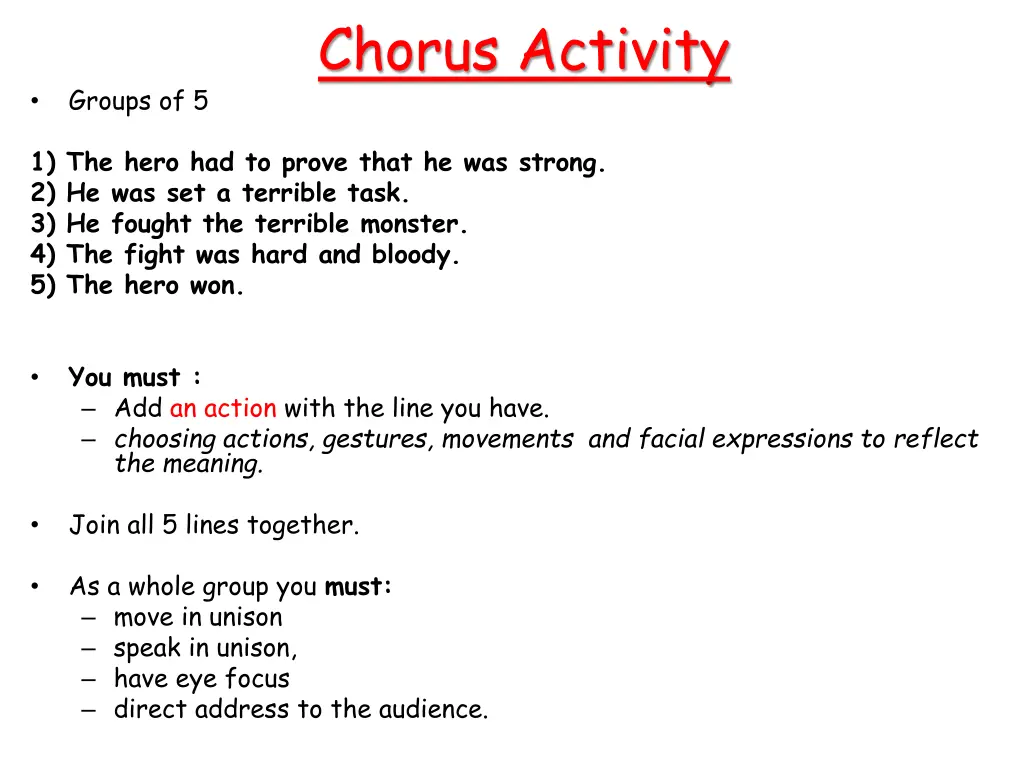 chorus activity