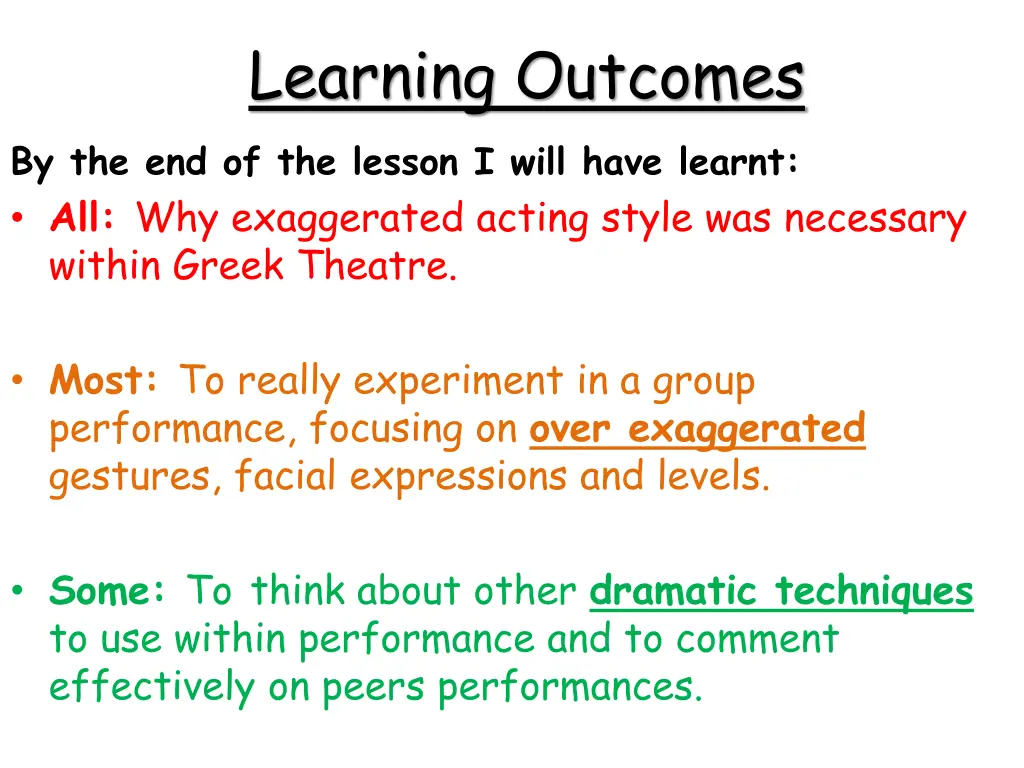 learning outcomes by the end of the lesson i will 2