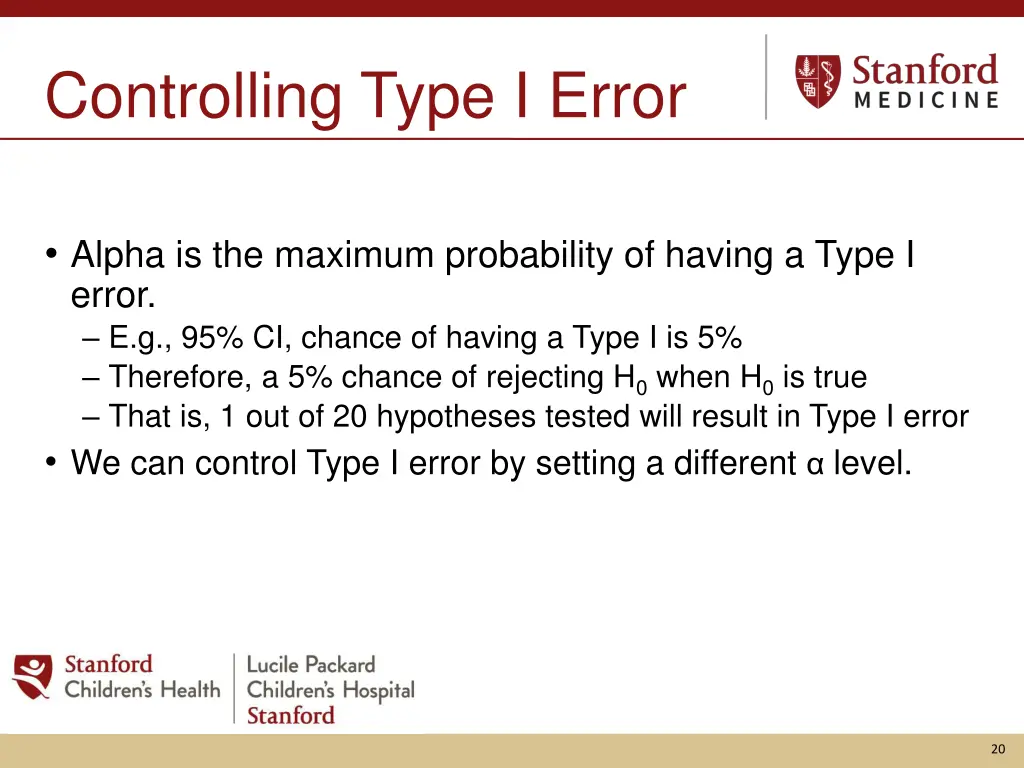 controlling type i error