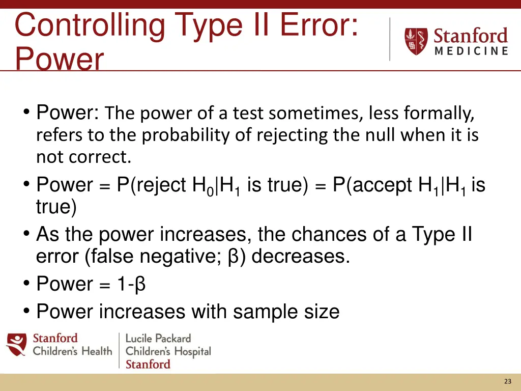 controlling type ii error power