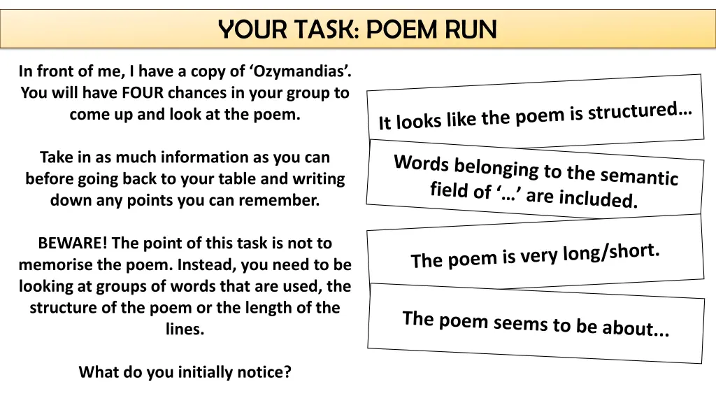 your task poem run