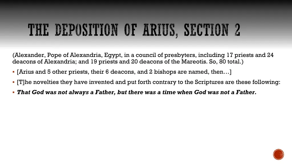 the deposition of arius section 2