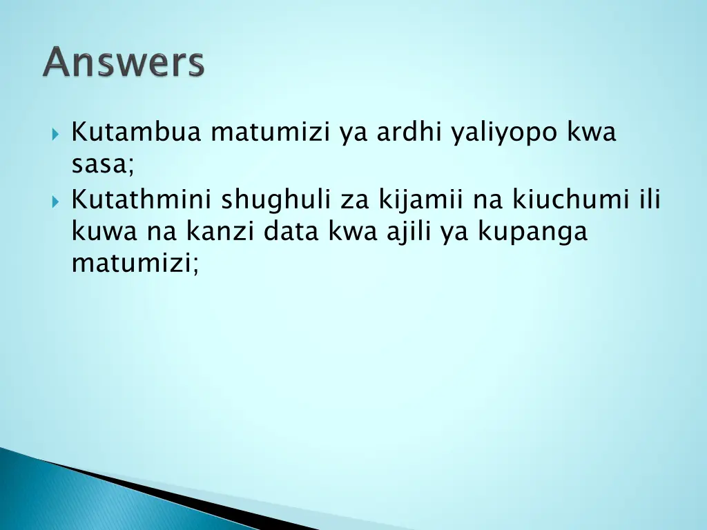 kutambua matumizi ya ardhi yaliyopo kwa sasa