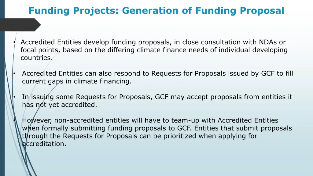 funding projects generation of funding proposal