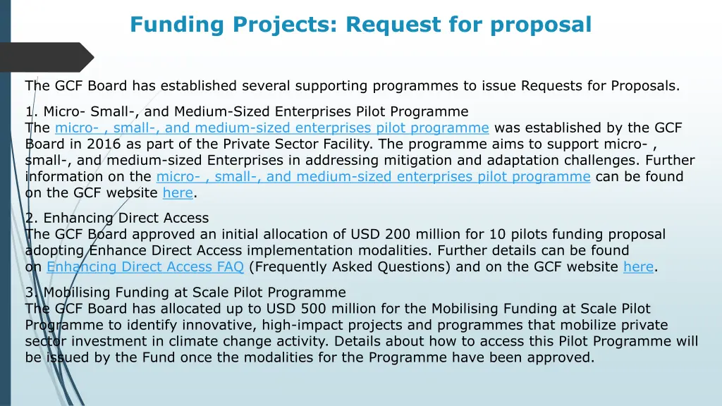 funding projects request for proposal