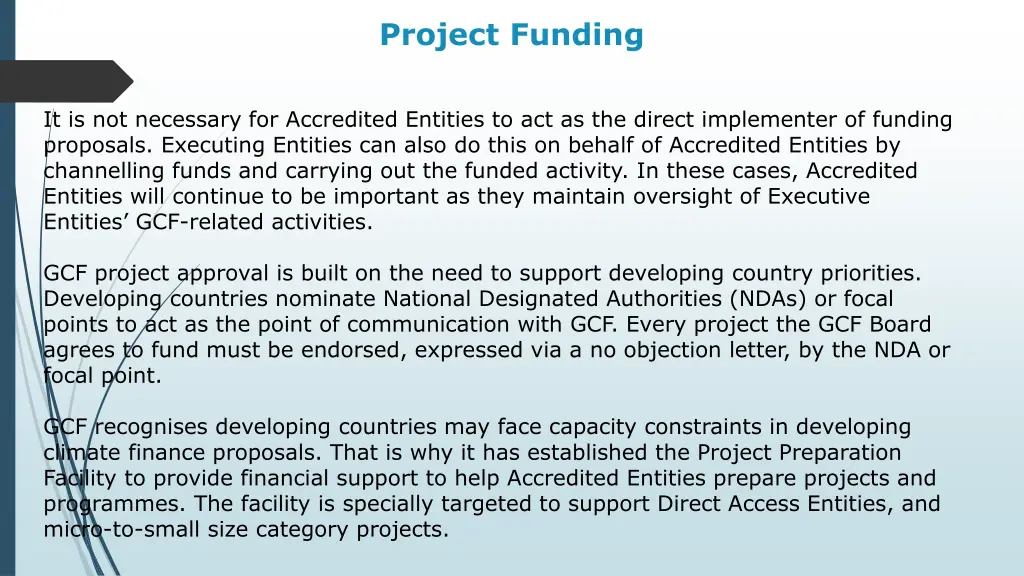 project funding