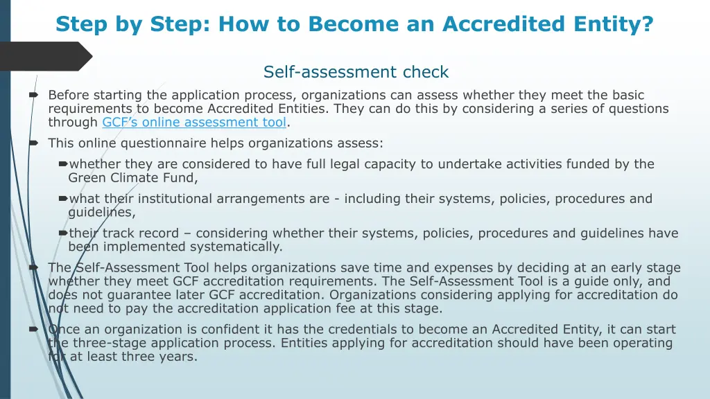 step by step how to become an accredited entity