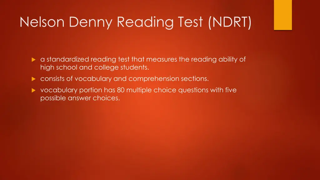 nelson denny reading test ndrt