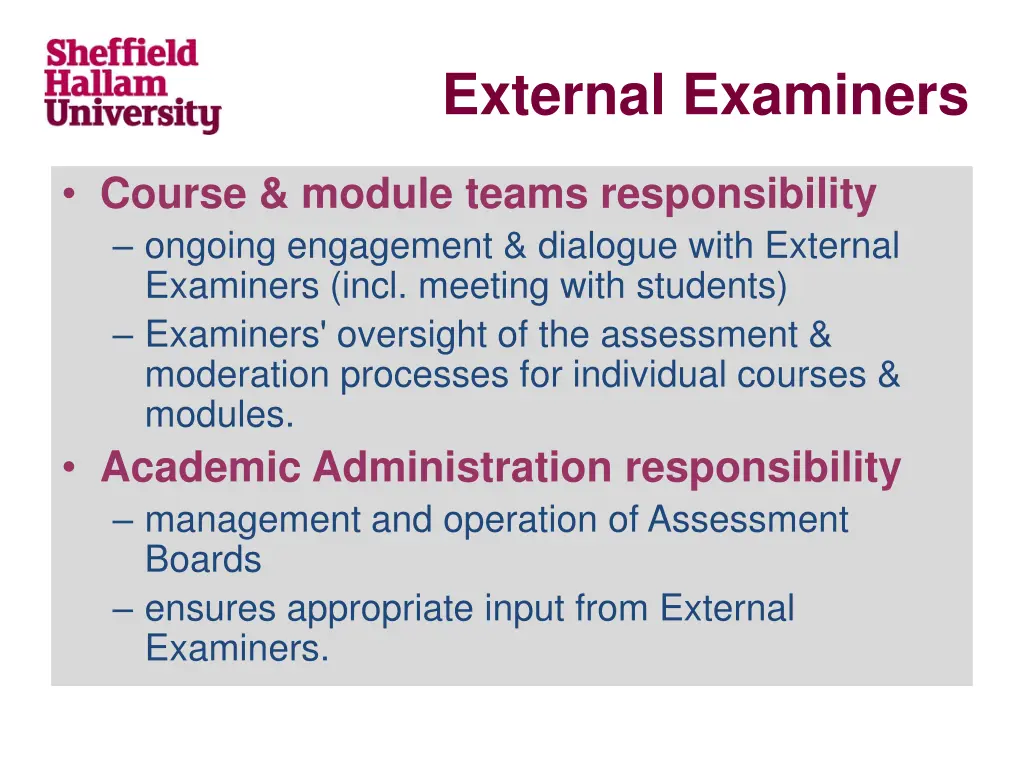 external examiners