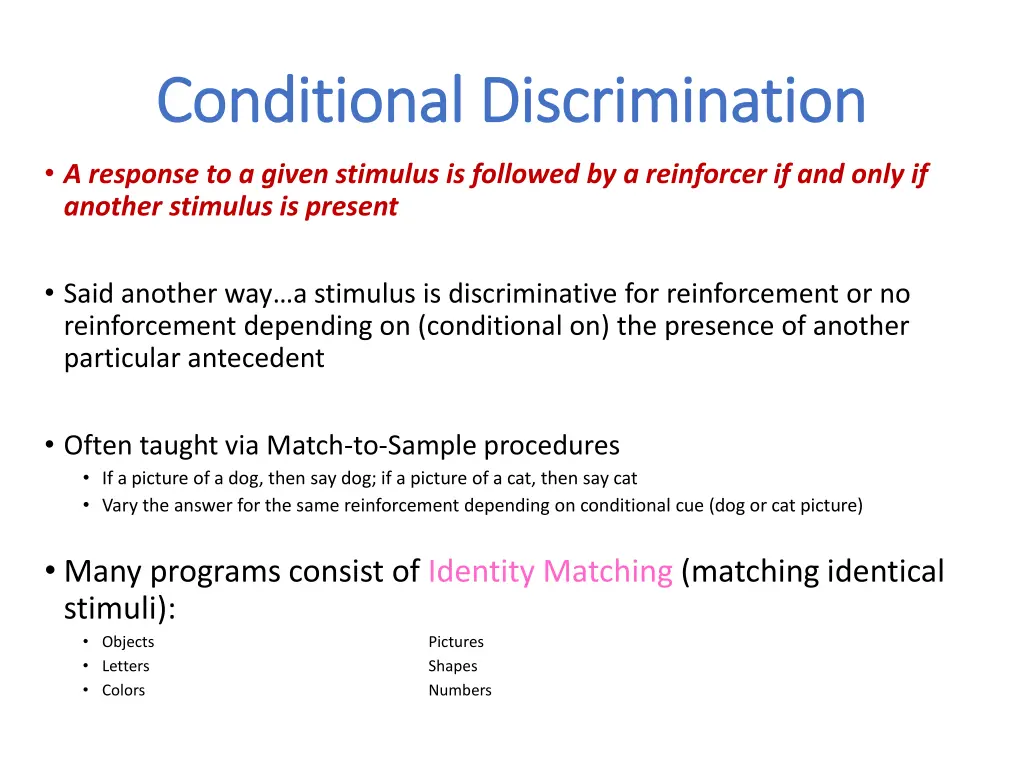 conditional discrimination conditional