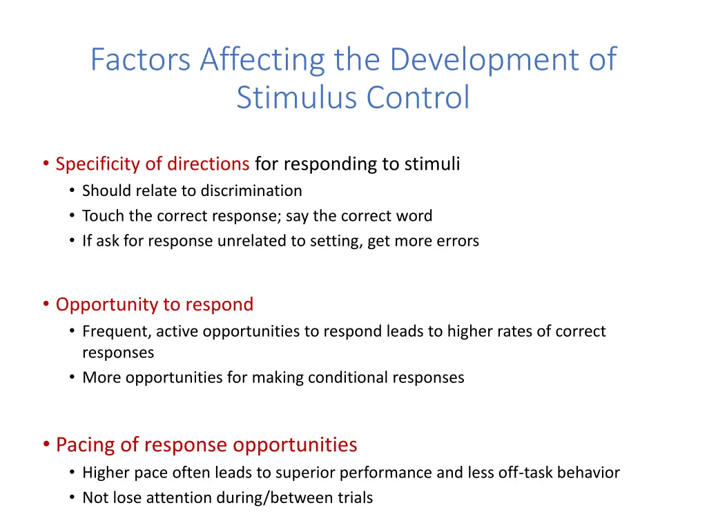 factors affecting the development of stimulus 1