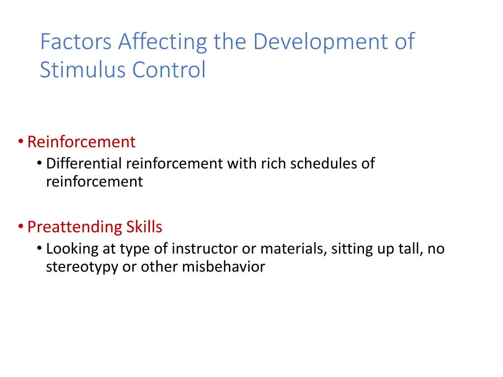 factors affecting the development of stimulus