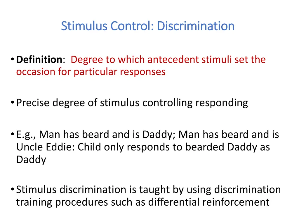 stimulus control discrimination stimulus control