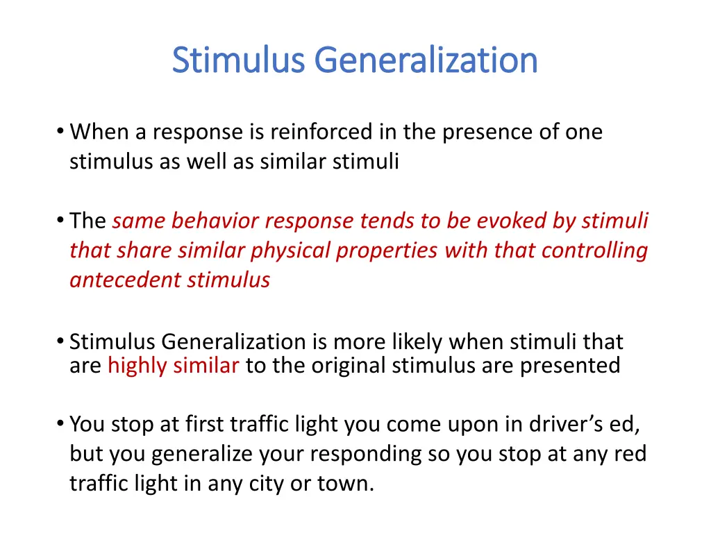 stimulus generalization stimulus generalization