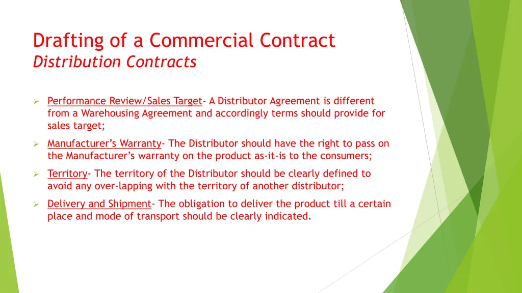 drafting of a commercial contract distribution 1