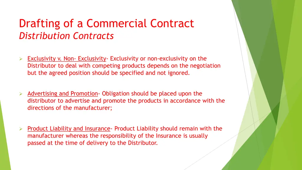 drafting of a commercial contract distribution 2