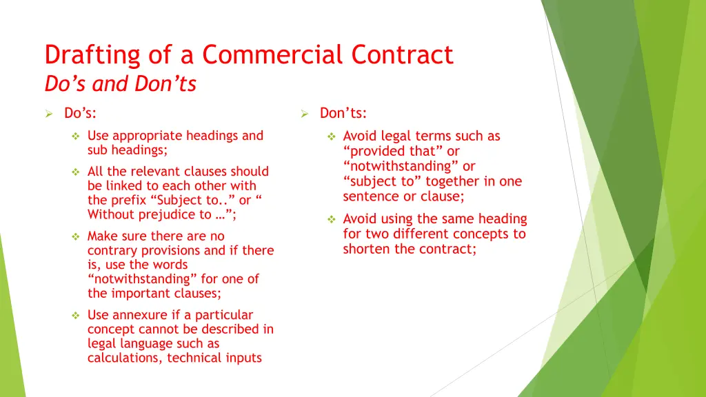 drafting of a commercial contract do s and don ts 1