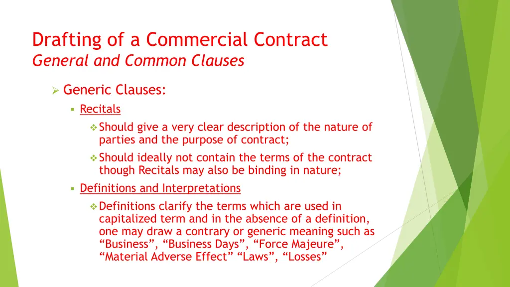 drafting of a commercial contract general