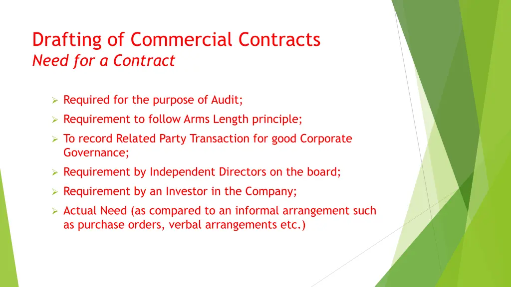 drafting of commercial contracts need