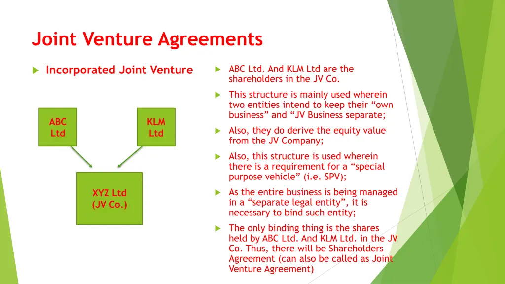 joint venture agreements 1