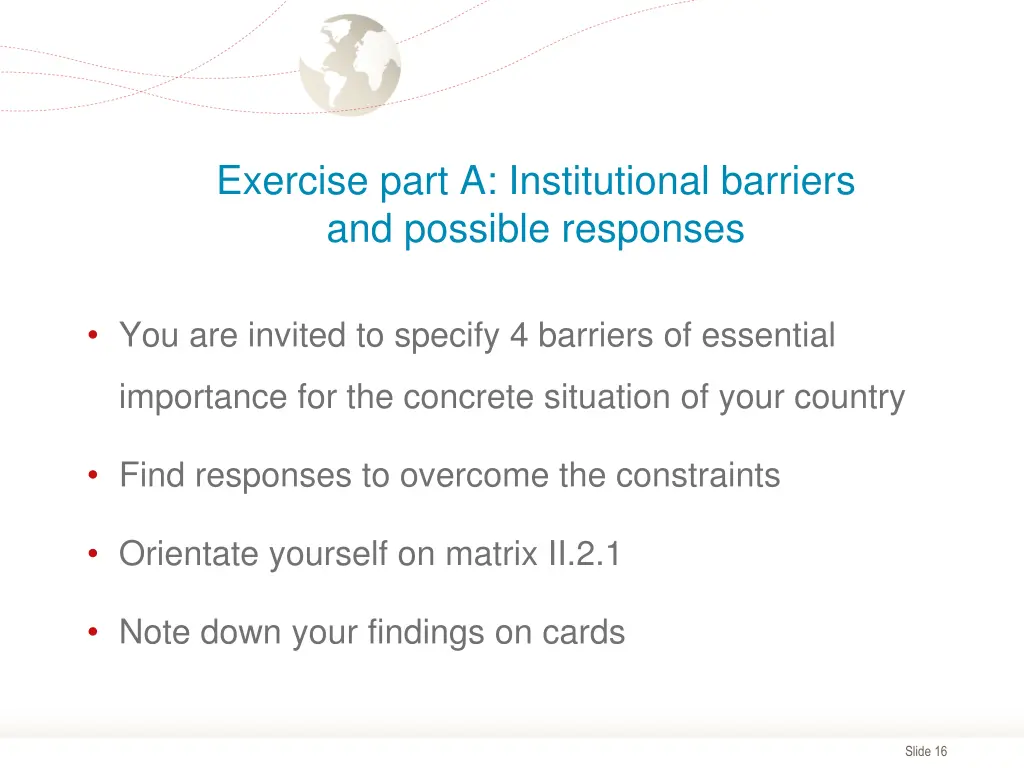 exercise part a institutional barriers