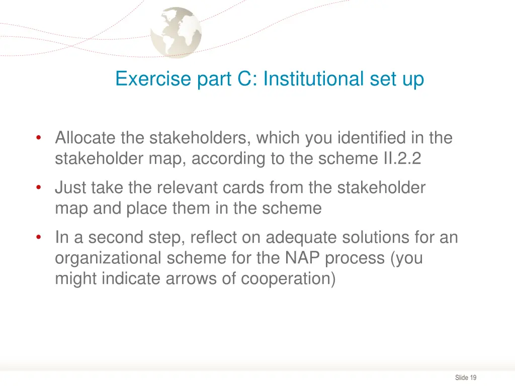 exercise part c institutional set up