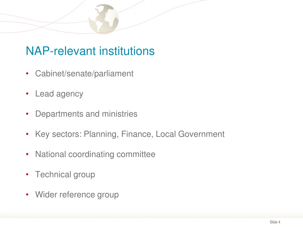 nap relevant institutions