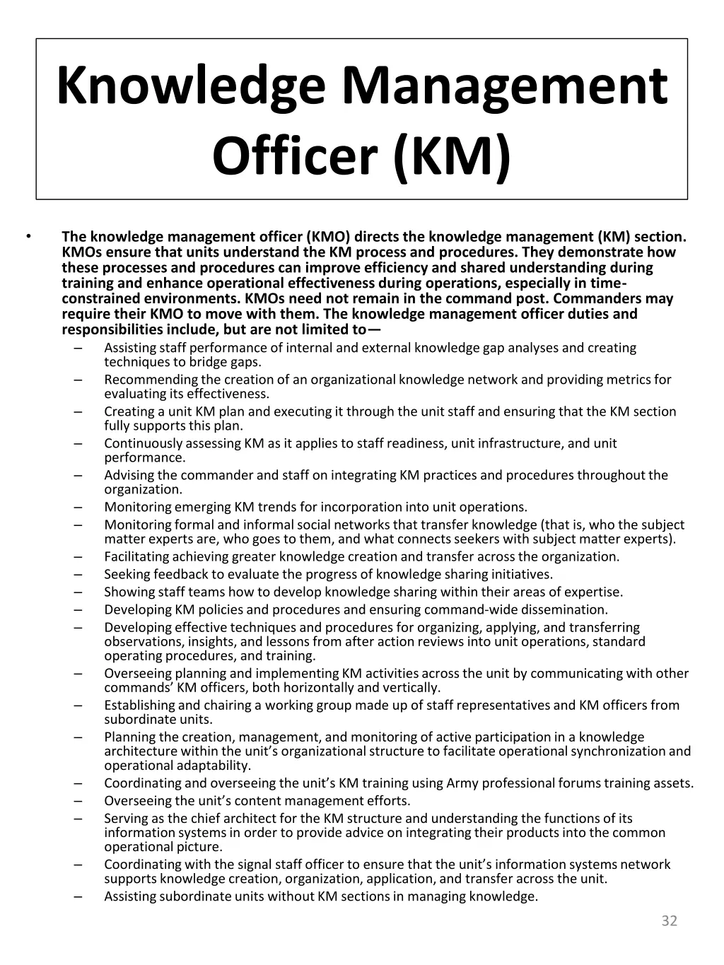 knowledge management officer km